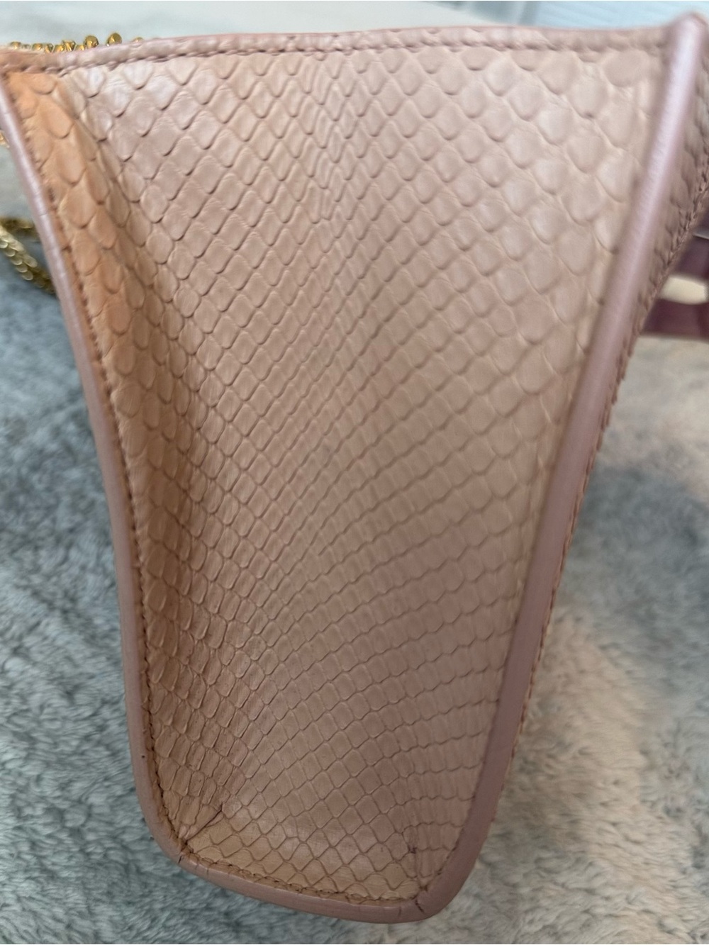 Auth Saint Laurent Python Medium Kate Tassel Bag Blush Pink Beige 2015 w/ COA - Picture 9 of 16